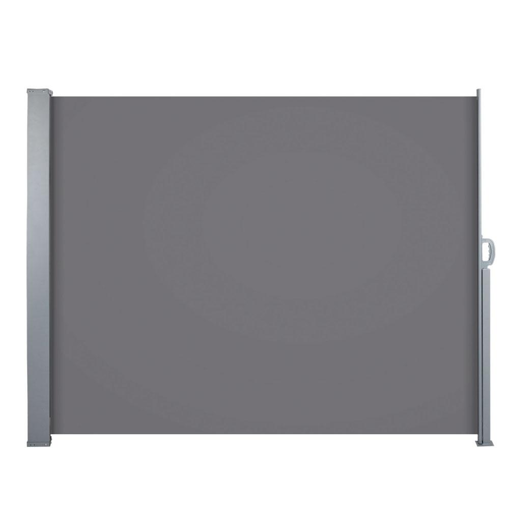 Instahut Retractable Side Awning Shade in grey, showcasing its robust steel frame and UV resistant polyester fabric, ideal for outdoor use.